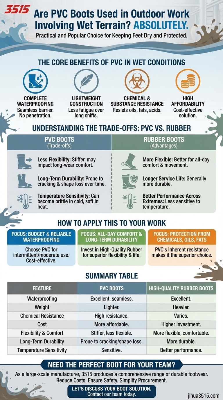 هل تُستخدم أحذية PVC في العمل الخارجي الذي ينطوي على تضاريس رطبة؟ دليل لاختيار حذاء العمل المناسب دليل مرئي