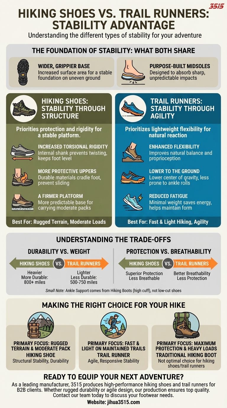 Quel est l'avantage des chaussures de randonnée et des chaussures de trail en termes de stabilité ? Trouvez vos chaussures de trail parfaites Guide Visuel
