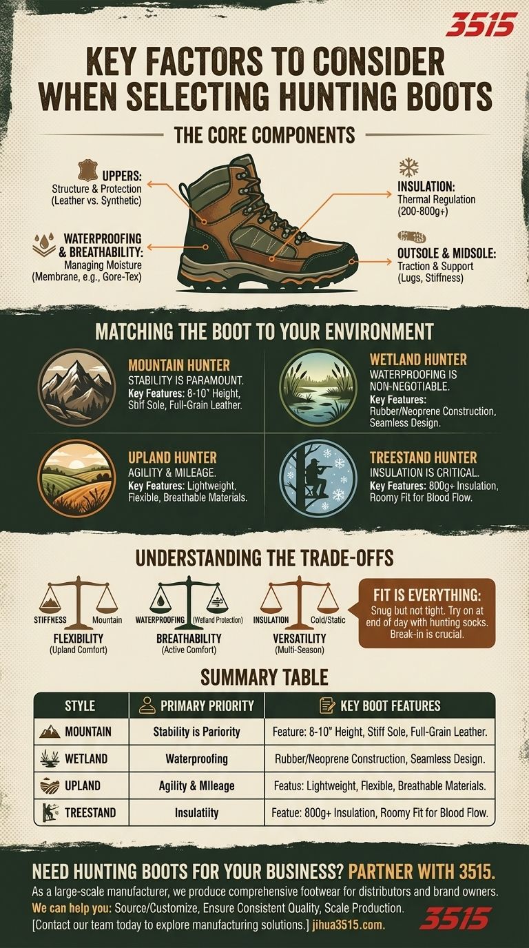 选择狩猎靴时需要考虑的关键因素是什么？为您的地形找到完美匹配 图解指南