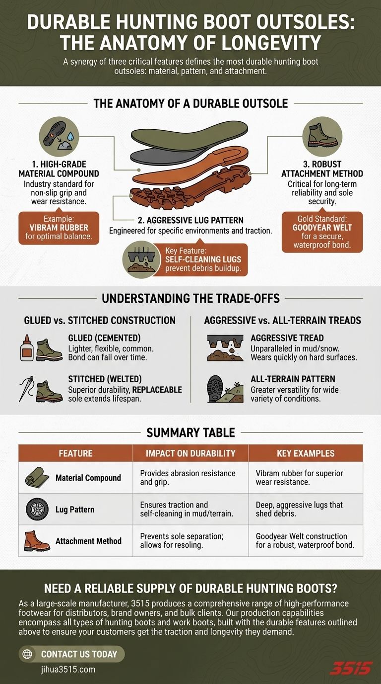 Quelles caractéristiques rendent les semelles extérieures durables pour les bottes de chasse ? Traits clés pour une traction et une longévité supérieures Guide Visuel