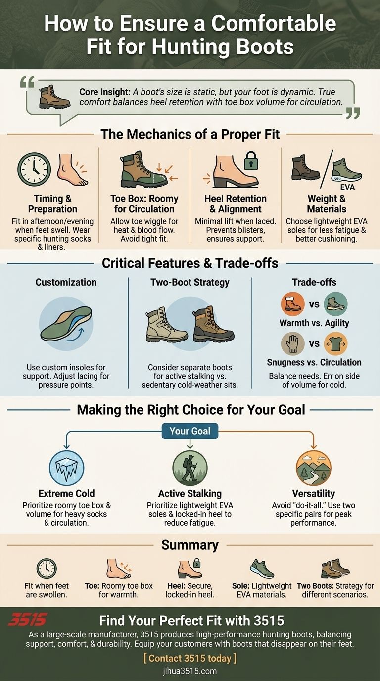 Comment assurer un ajustement confortable pour les bottes de chasse ? Maîtriser l'ajustement pour l'endurance et la chaleur Guide Visuel