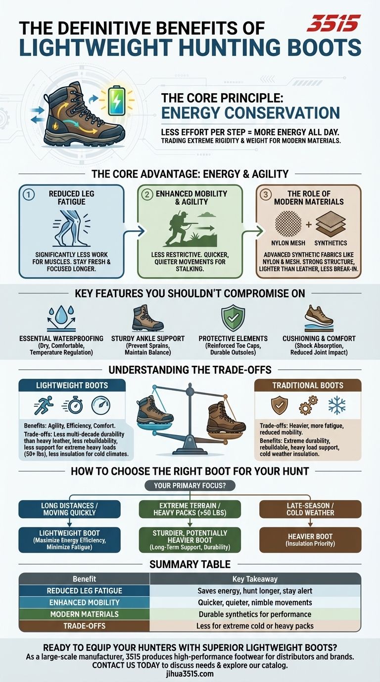 ما هي فوائد أحذية الصيد خفيفة الوزن؟ تعظيم الحركة وتقليل الإرهاق دليل مرئي