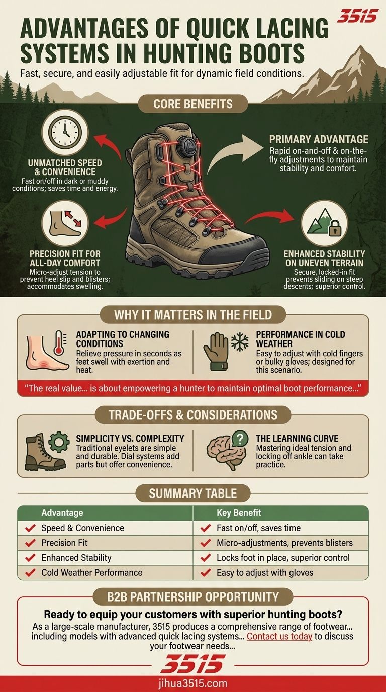 Quels sont les avantages d'un système de laçage rapide dans les bottes de chasse ? Obtenez un ajustement rapide et sûr pour le terrain Guide Visuel