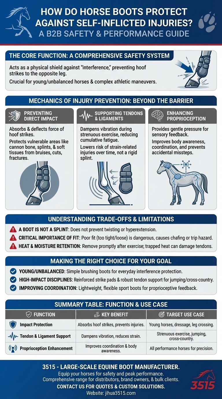 How do horse boots protect against self-inflicted injuries? A Guide to Equine Leg Safety Visual Guide