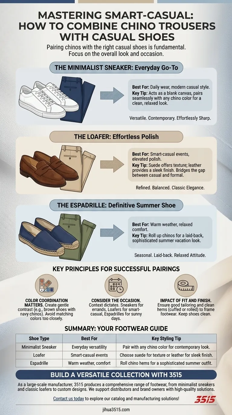 ¿Cómo se pueden combinar los pantalones chinos con zapatos casuales? Domina el código de vestimenta Smart-Casual Guía Visual