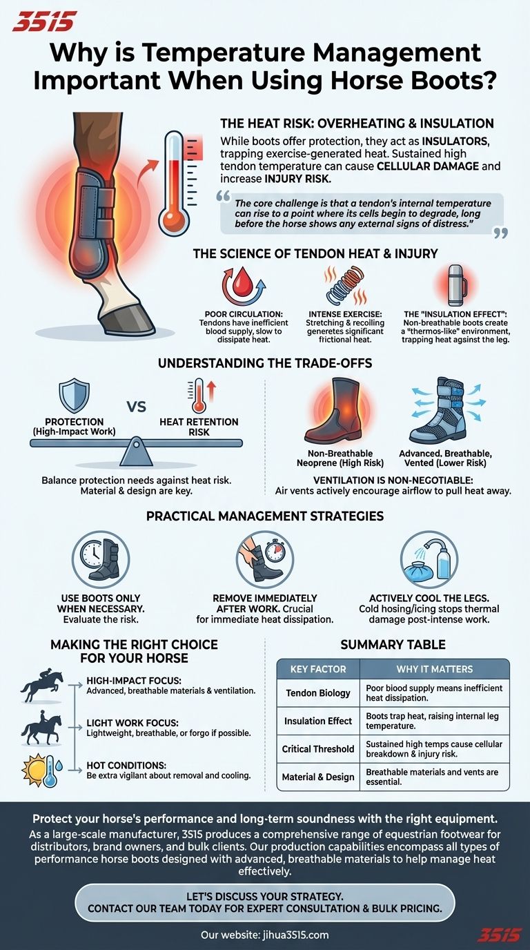 말 부츠 사용 시 온도 관리가 중요한 이유는 무엇인가요? 힘줄 손상 및 열 스트레스 예방 시각적 가이드