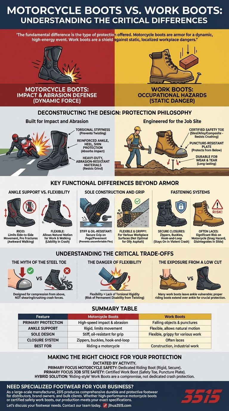 In cosa differiscono gli stivali da moto dagli stivali da lavoro? Scegliere la calzatura giusta per la massima sicurezza Guida Visiva