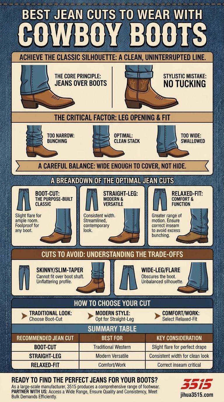 Quali sono i migliori tagli di jeans da indossare con gli stivali da cowboy? Ottenere la perfetta silhouette classica Guida Visiva