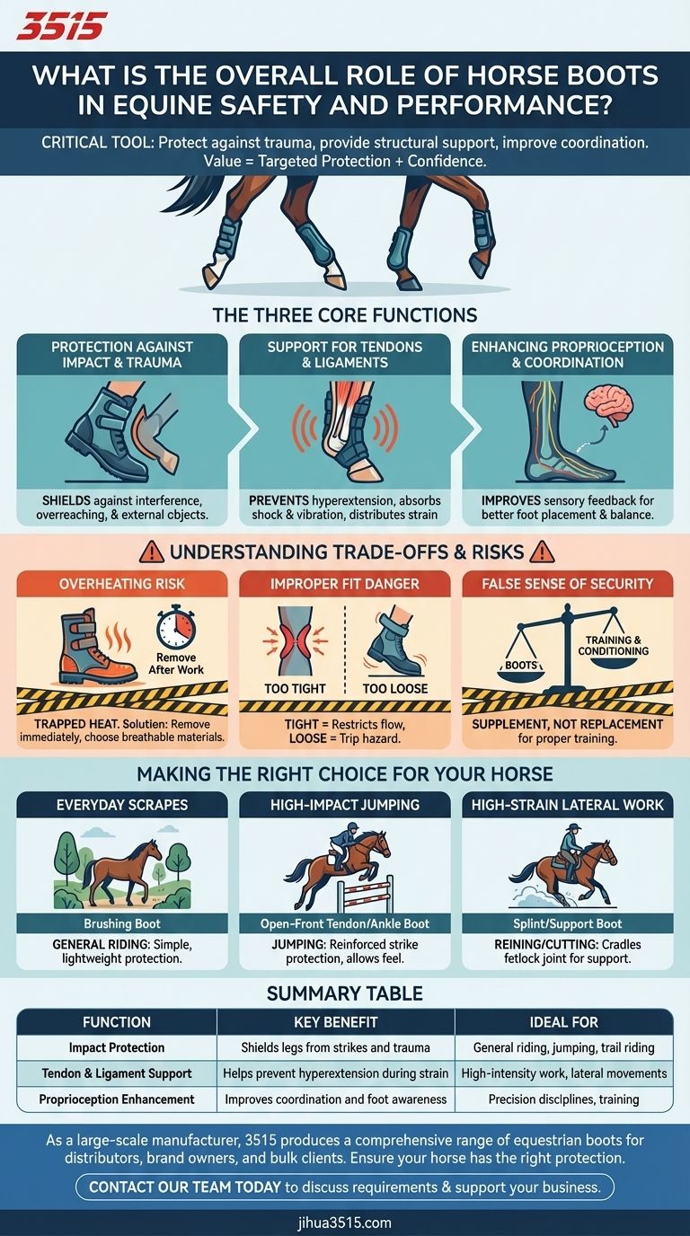 Qual è il ruolo generale degli stivali per cavalli nella sicurezza e nelle prestazioni equine? Protezione essenziale per il tuo cavallo Guida Visiva