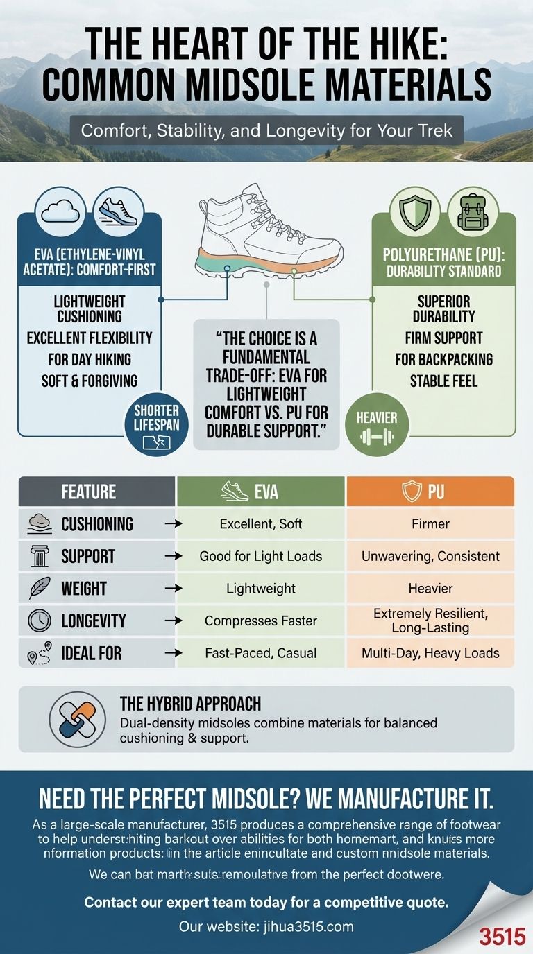 登山靴的中底常用什么材料？选择 EVA 或 PU 以获得最佳越野性能 图解指南