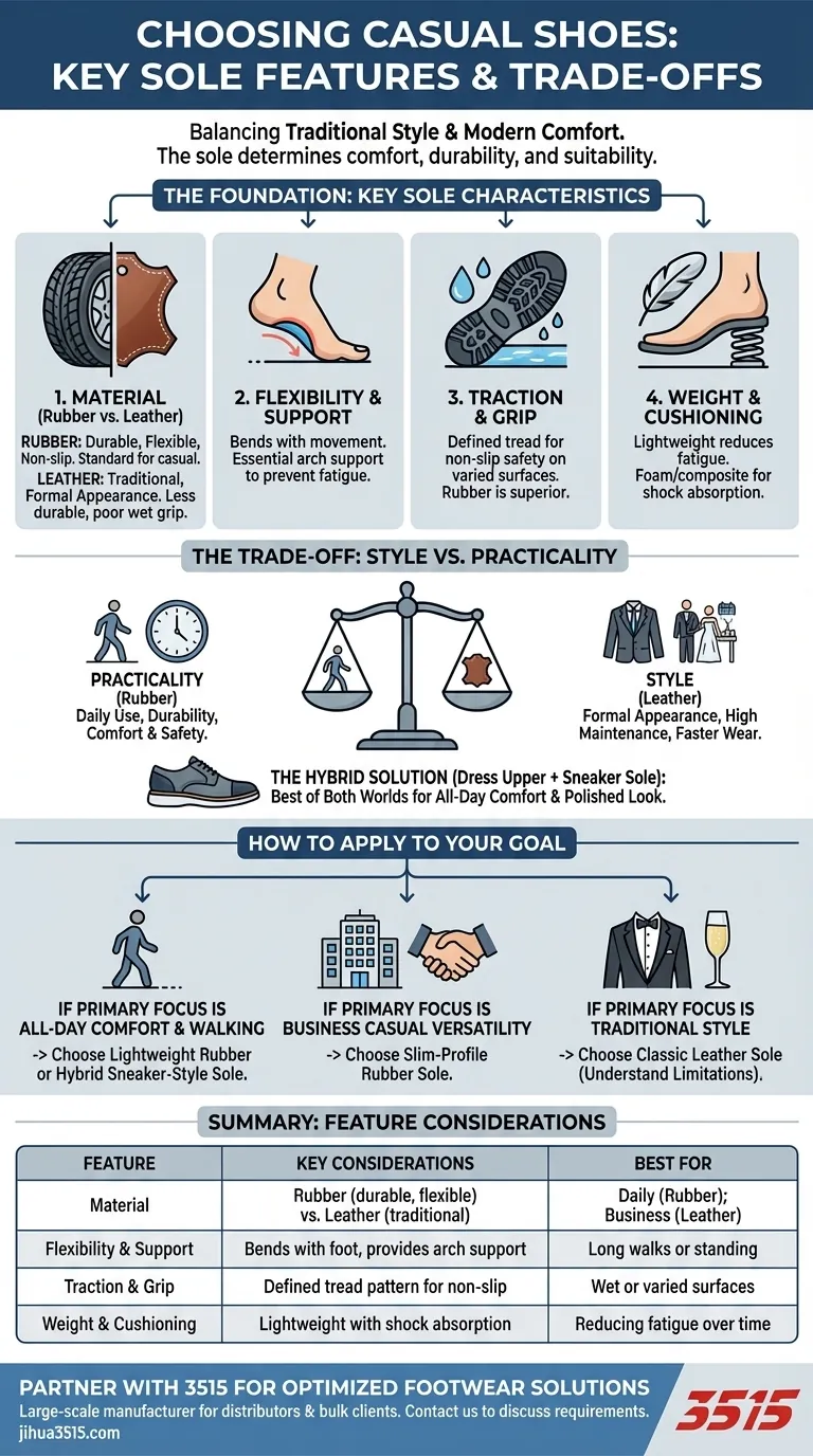 Quali caratteristiche della suola dovrebbero essere considerate quando si scelgono scarpe casual? Fattori chiave per il comfort tutto il giorno Guida Visiva