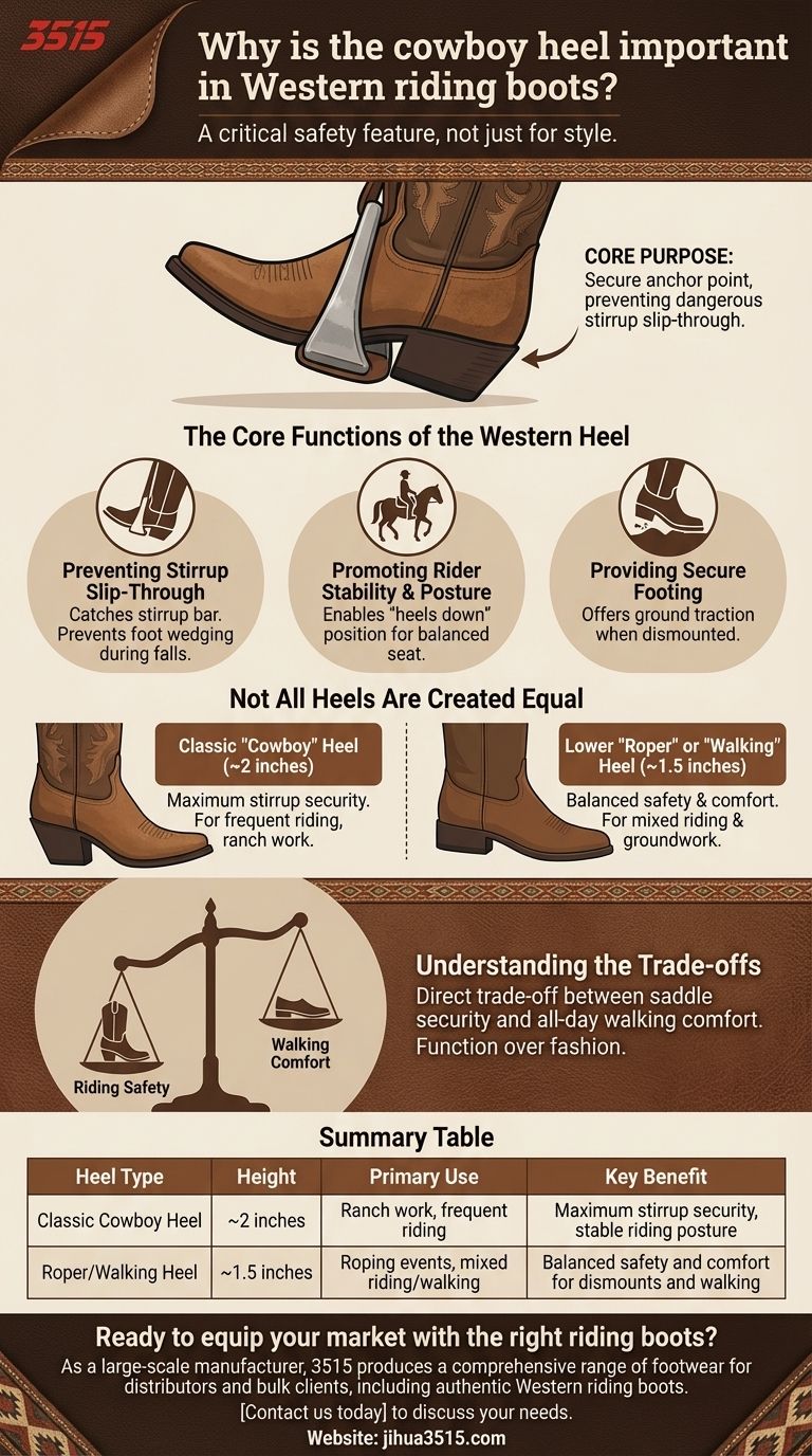 Warum ist der Cowboy-Absatz bei Westernreitstiefeln wichtig? Er ist ein entscheidendes Sicherheitsmerkmal für Reiter Visuelle Anleitung
