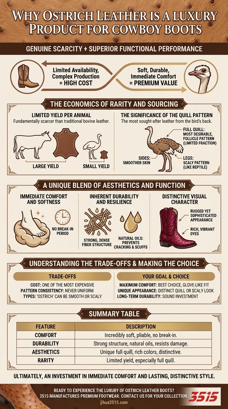 Perché la pelle di struzzo è considerata un prodotto di lusso per gli stivali da cowboy? Comfort e durata senza pari Guida Visiva