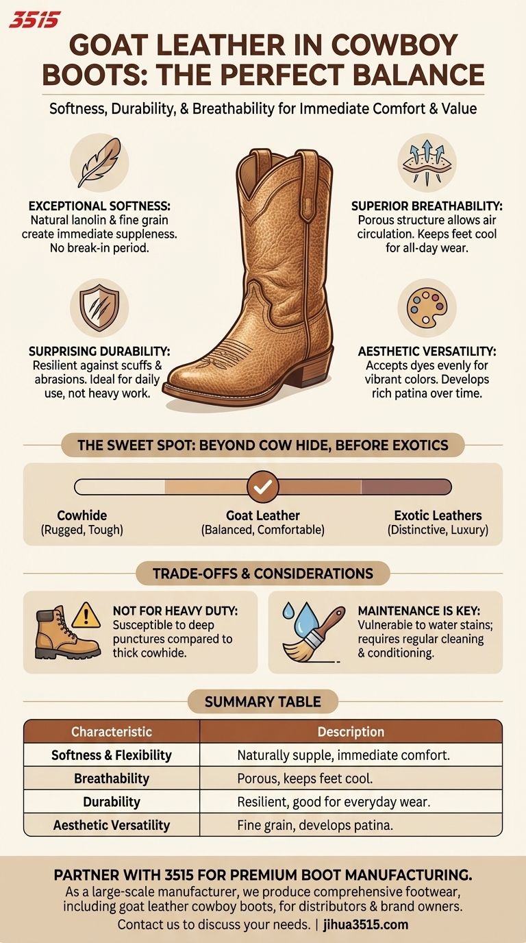 Каковы характеристики козьей кожи в ковбойских сапогах? Откройте для себя превосходный комфорт и долговечность Визуальное руководство