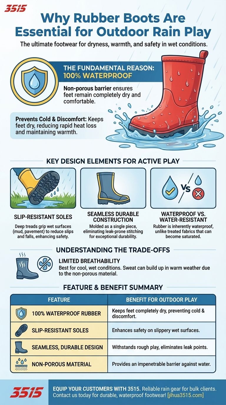 비 오는 날 야외 놀이에 고무 장화가 적합한 이유는 무엇인가요? 궁극의 방수 보호를 위해 시각적 가이드