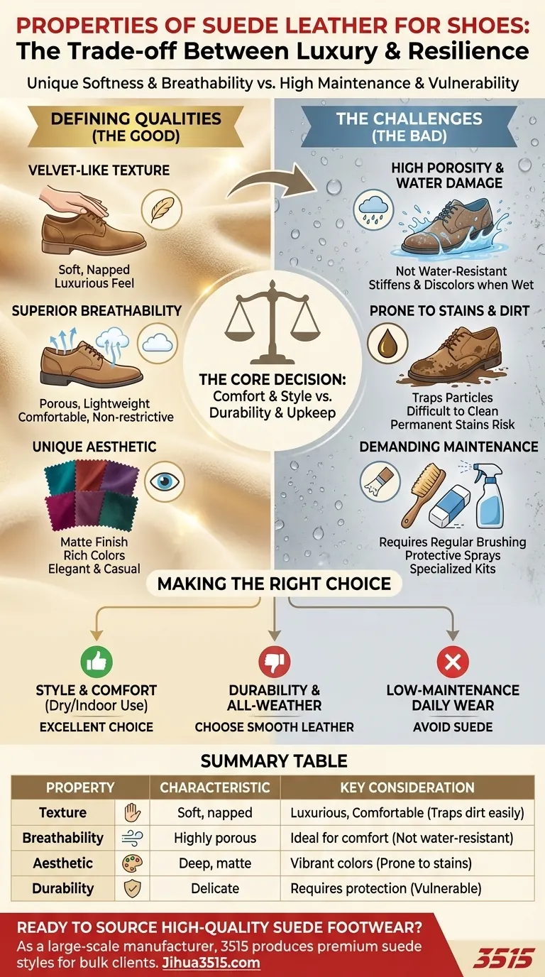 Quali sono le proprietà della pelle scamosciata per le scarpe? Lusso e comfort contro manutenzione elevata Guida Visiva