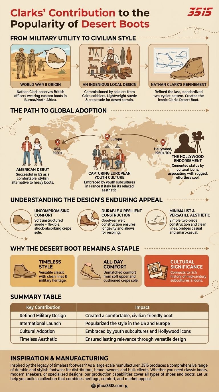 ¿Cómo contribuyó Clarks a la popularidad de las botas desert? Refinamiento Magistral y Estilo Global Guía Visual
