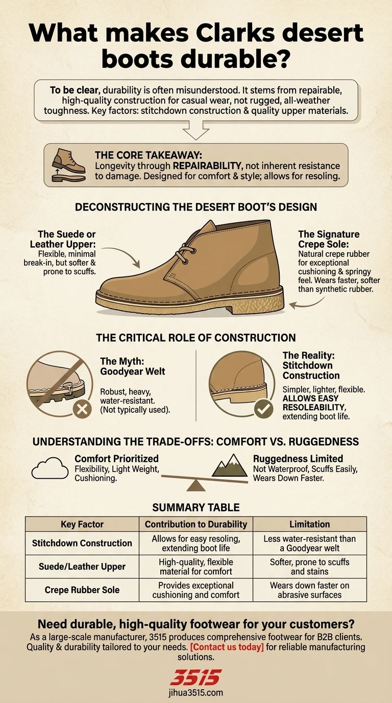 What makes Clarks desert boots durable? It's Longevity Through Repairability, Not Ruggedness Visual Guide