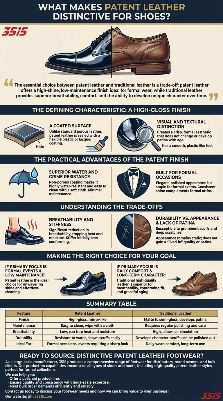 Что делает лакированную кожу отличительной для обуви? Ее привлекательность благодаря высокому блеску и простоте ухода Визуальное руководство