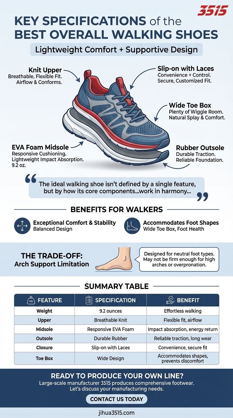 Quali sono le specifiche chiave delle migliori scarpe da passeggio in assoluto? Il progetto per il comfort di tutto il giorno Guida Visiva