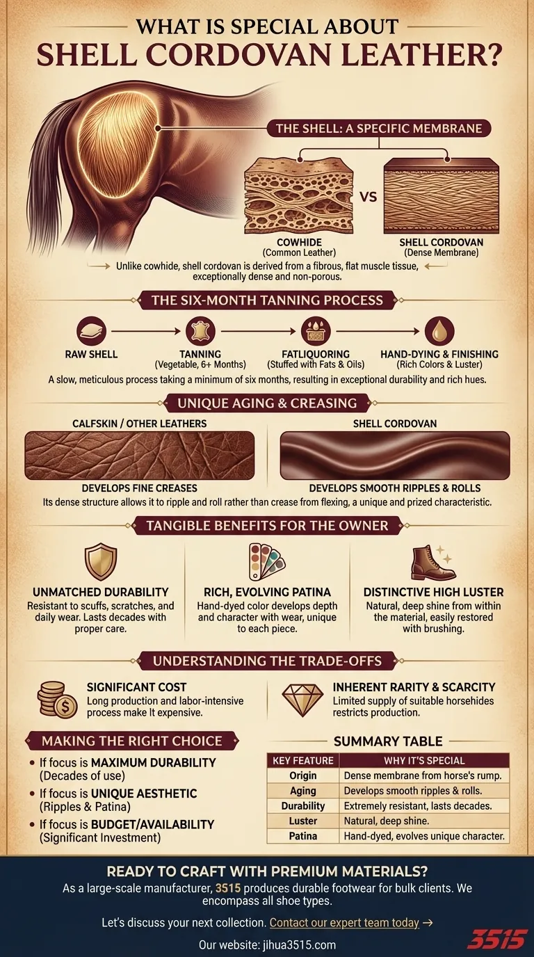 Qu'est-ce qui rend le cuir Shell Cordovan spécial ? Durabilité inégalée et vieillissement unique Guide Visuel
