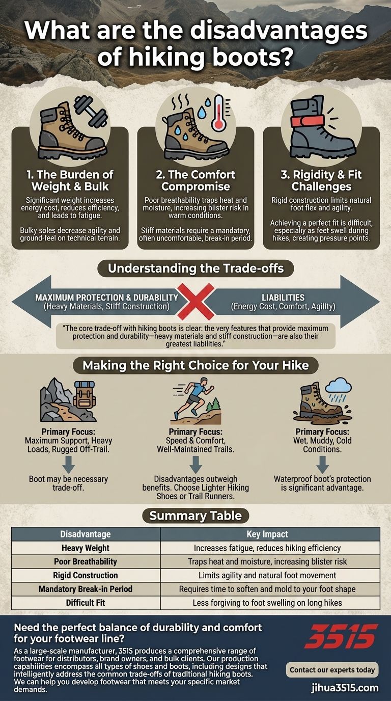 Quali sono gli svantaggi degli scarponi da trekking? Compromessi chiave in termini di peso, comfort e agilità Guida Visiva