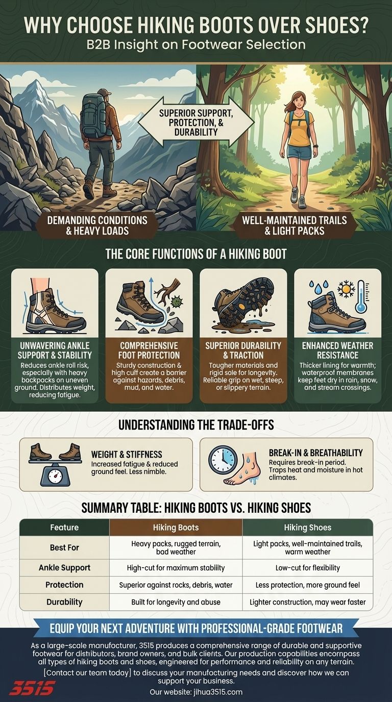 Warum könnte jemand Wanderschuhe gegenüber Schuhen bevorzugen? Überlegener Halt & Schutz für raues Gelände Visuelle Anleitung