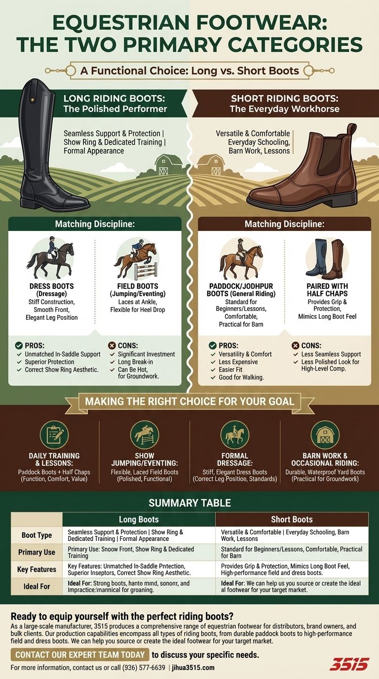 ¿Cuáles son las dos categorías principales de botas de montar? Elige la bota adecuada para tu disciplina ecuestre Guía Visual