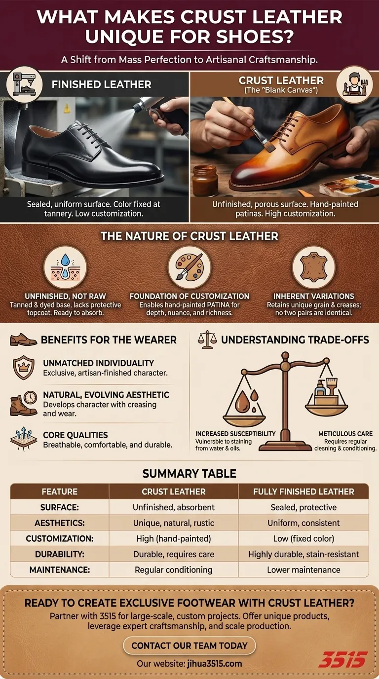 Что делает краст-кожу уникальной для обуви? Откройте для себя незавершенный холст для индивидуальных патин. Визуальное руководство