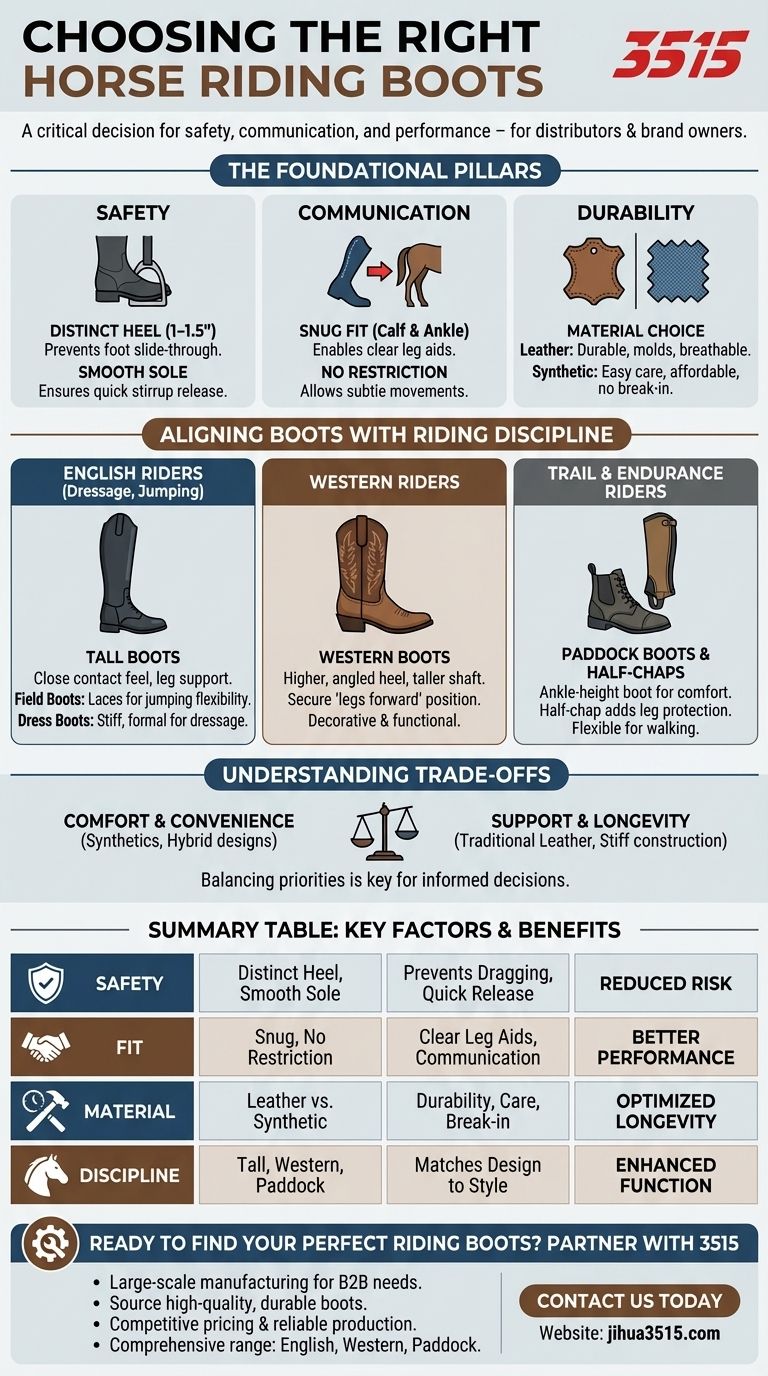 Quels facteurs faut-il prendre en compte lors du choix des bonnes bottes d'équitation ? Prioriser la sécurité, l'ajustement et la discipline Guide Visuel