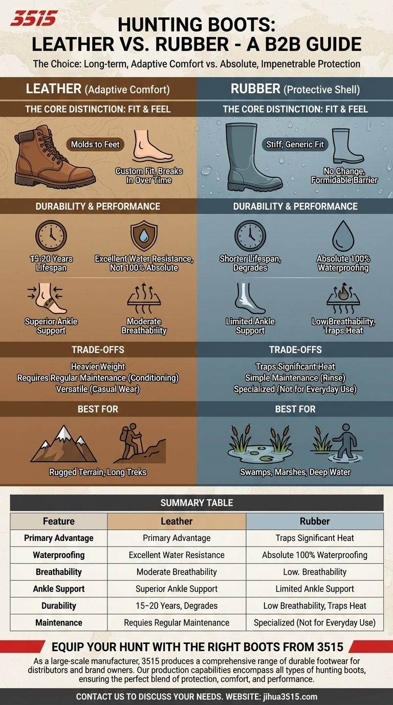 What is the difference between leather and rubber hunting boots? Choose the Right Tool for Your Hunt Visual Guide