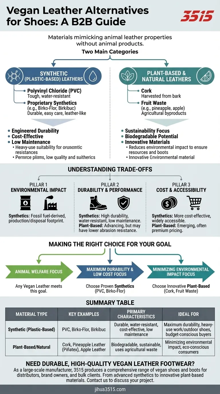 Quali sono le alternative alla pelle vegana per le scarpe? Scegli il materiale giusto per le tue esigenze Guida Visiva
