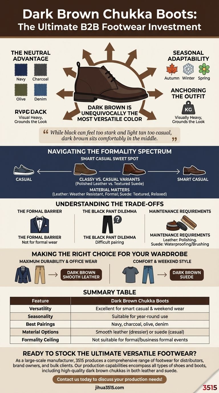 Qual é a cor mais versátil para botas chukka? Maximize o Estilo com Marrom Escuro Guia Visual