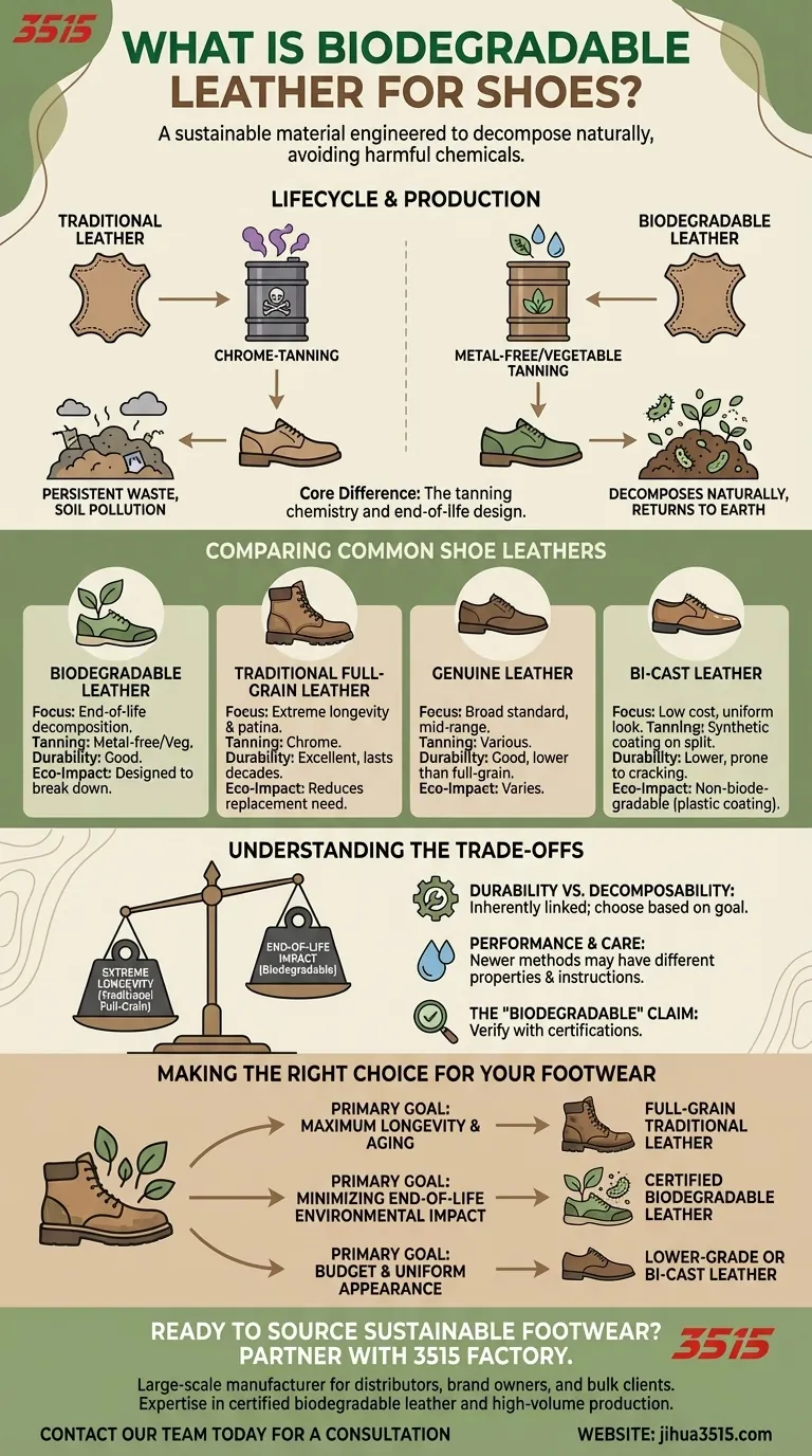 Cos'è la pelle biodegradabile per scarpe? Una scelta sostenibile per calzature eco-consapevoli Guida Visiva