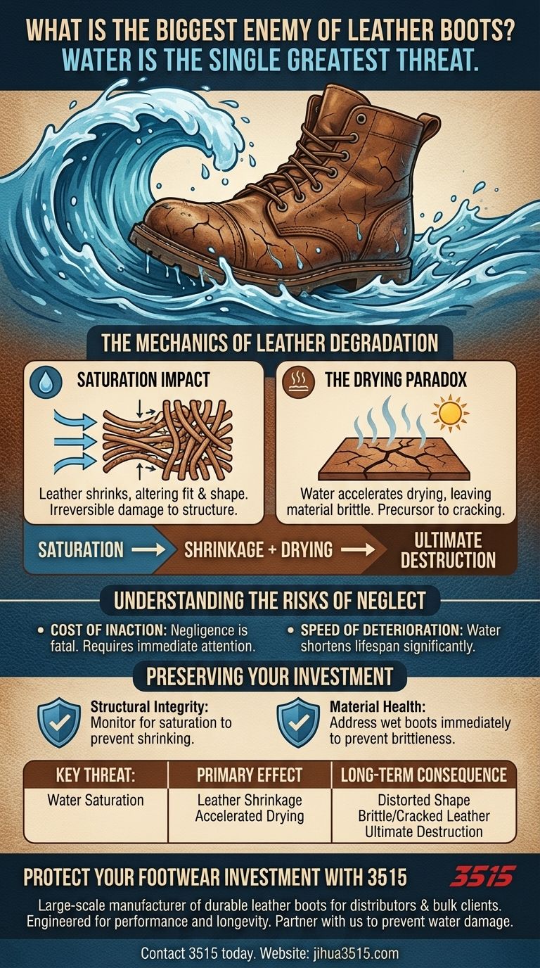 ¿Cuál es el mayor enemigo de las botas de cuero? Proteja su inversión contra los daños del agua Guía Visual