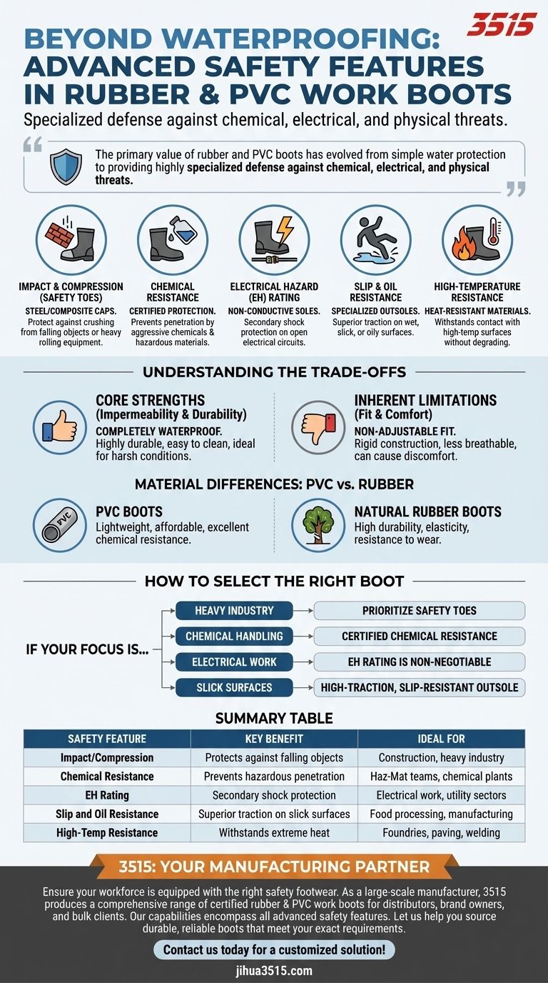 Quali caratteristiche di sicurezza aggiuntive sono disponibili in alcuni stivali da lavoro in gomma e PVC? Migliora la sicurezza sul posto di lavoro con una protezione avanzata Guida Visiva