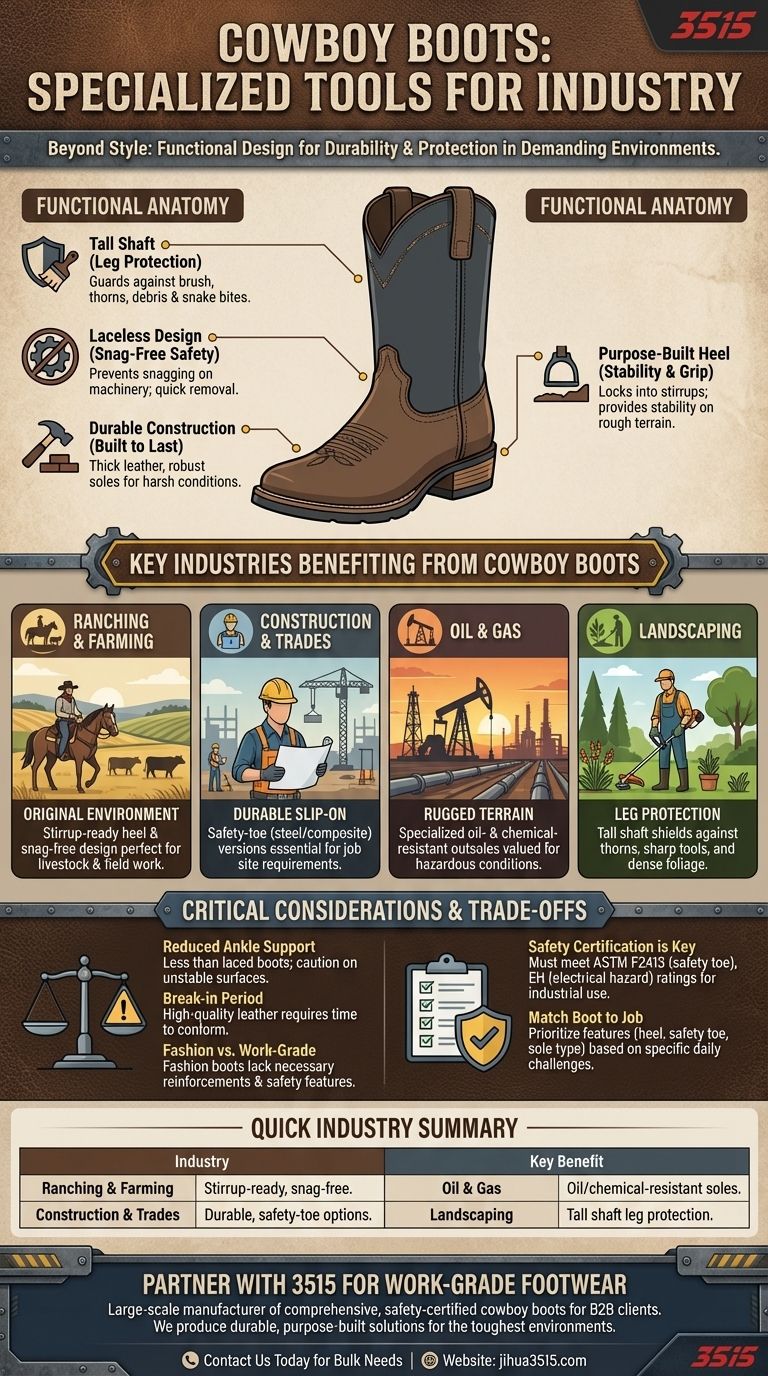 Какие отрасли могут выиграть от ношения ковбойских сапог? Прочная, защитная обувь для требовательных работ Визуальное руководство