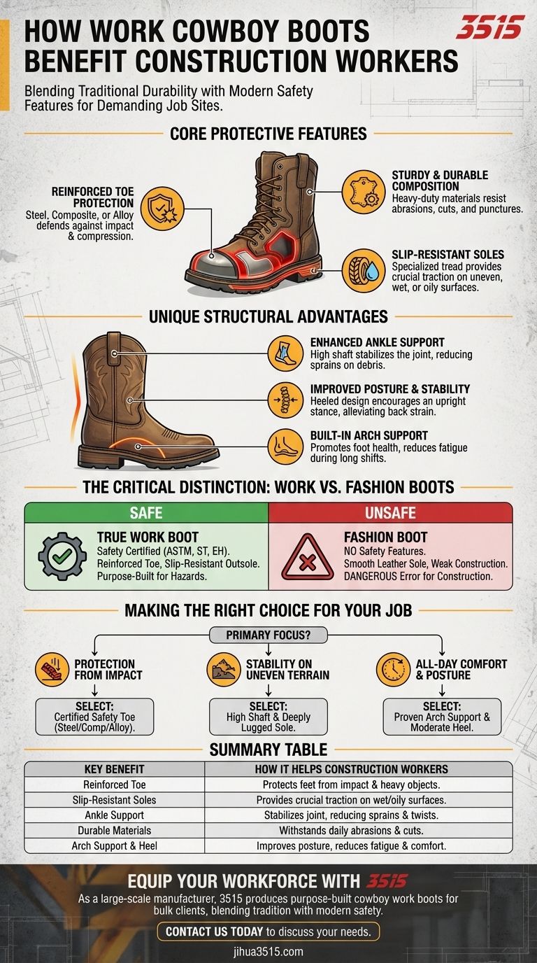 ¿Cómo benefician las botas de vaquero a los trabajadores de la construcción? Mejora la seguridad y el soporte en el lugar de trabajo Guía Visual