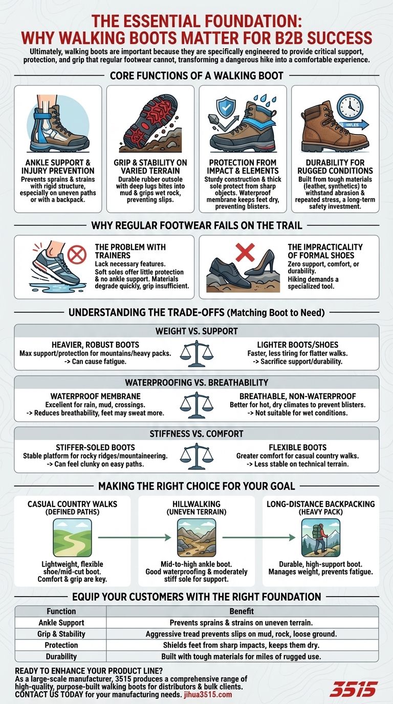 Why are walking boots important for walking or hiking? Essential Support for a Safe Adventure Visual Guide
