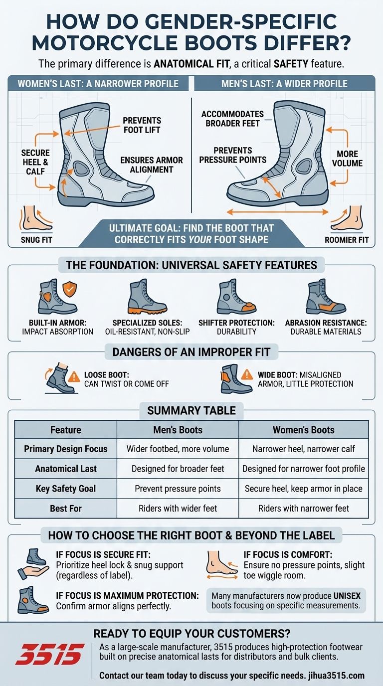 En quoi les bottes de moto spécifiques au genre diffèrent-elles ? Le rôle essentiel de l'ajustement anatomique pour la sécurité Guide Visuel