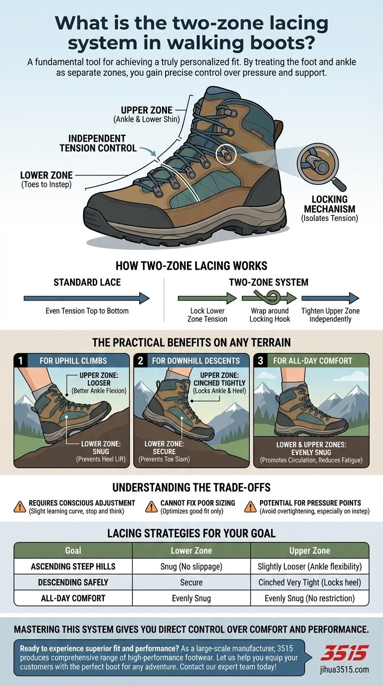 ¿Qué es el sistema de lazada de dos zonas en las botas de montaña? Consigue un ajuste y una estabilidad perfectos en cualquier sendero Guía Visual