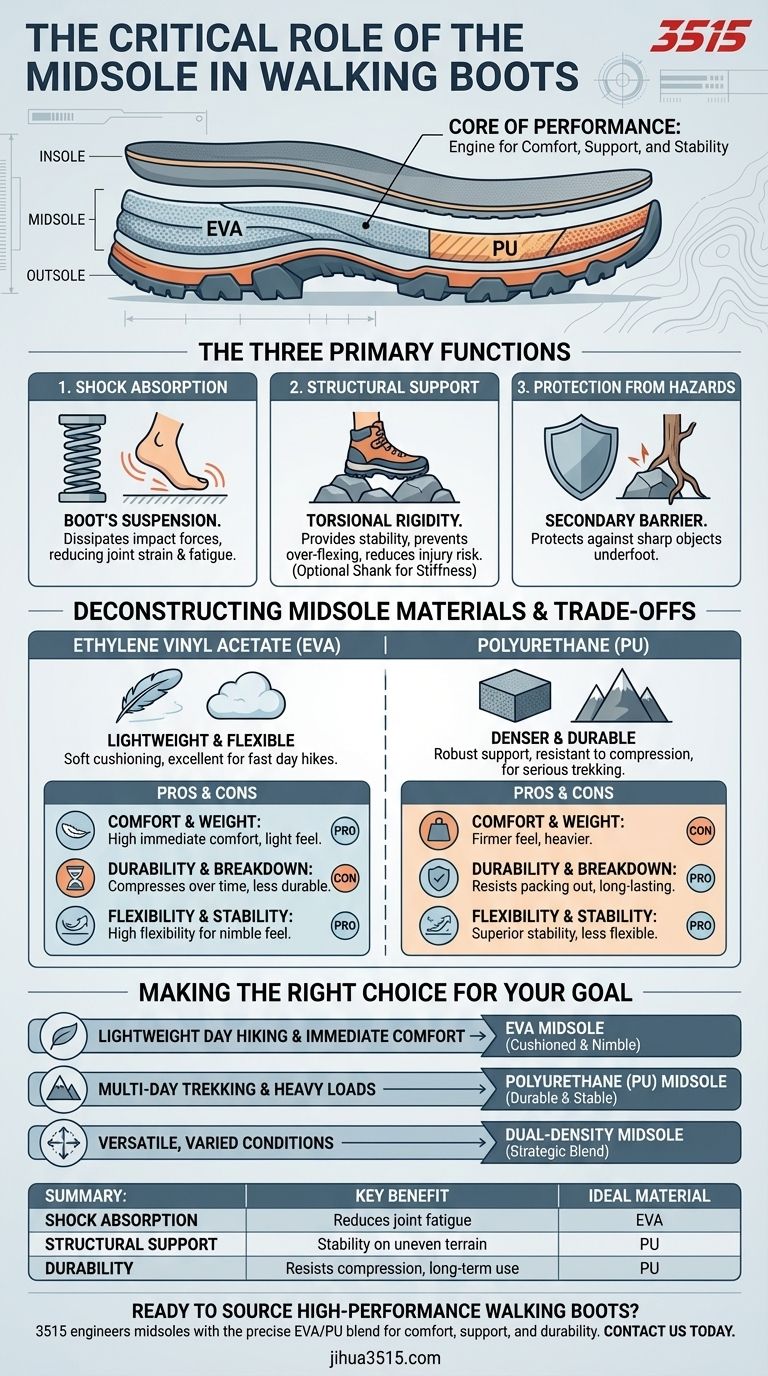 ¿Qué papel juega la entresuela en las botas de montaña? El motor del confort y el soporte Guía Visual