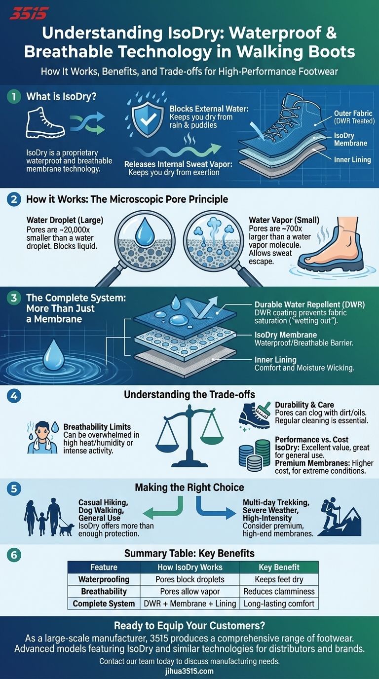 Quelle est la fonction IsoDry dans les chaussures de marche ? Restez au sec et à l'aise sur tous les sentiers Guide Visuel