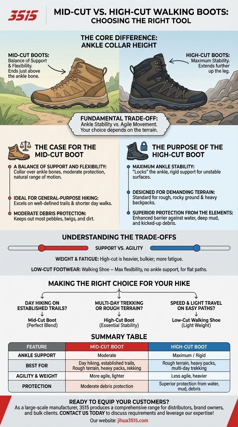 ¿Cuáles son las diferencias entre las botas de montaña de corte medio y las de corte alto? Elige el soporte adecuado para tu caminata Guía Visual