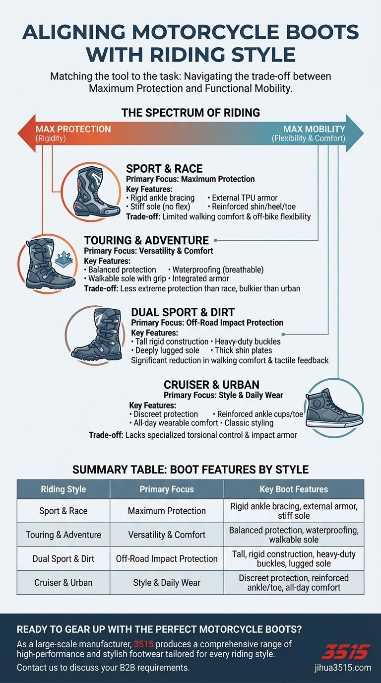 ¿Cómo deben alinearse las botas de moto con el estilo de conducción? Adapta tus botas a tu conducción para máxima seguridad y comodidad. Guía Visual