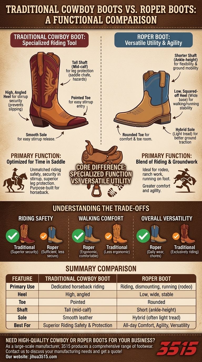 ما هو الفرق بين أحذية رعاة البقر التقليدية وأحذية روبر؟ اختر الحذاء المناسب لاحتياجاتك دليل مرئي