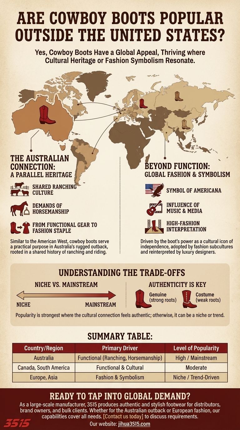 Популярны ли ковбойские сапоги за пределами США? Исследование глобальной привлекательности и ключевых рынков Визуальное руководство