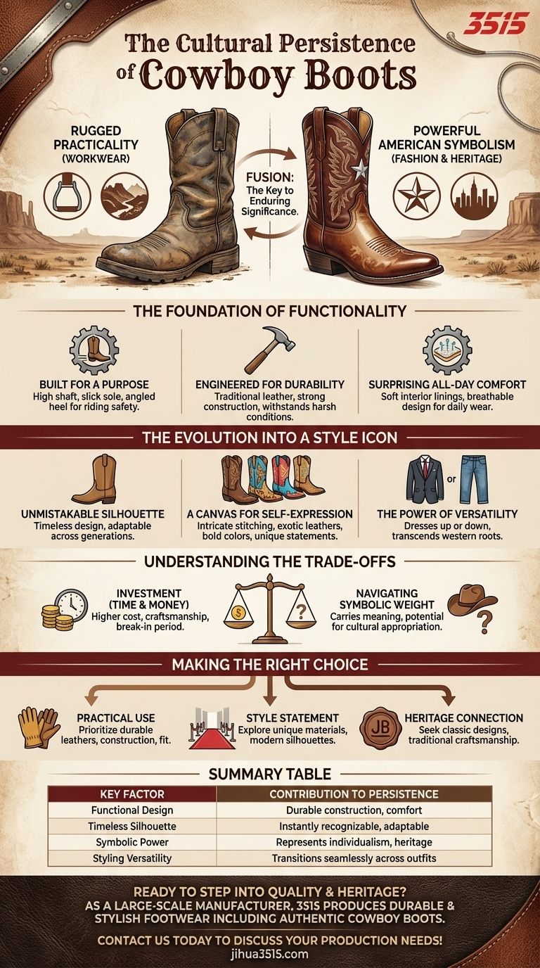 Comment la signification culturelle des bottes de cowboy a-t-elle persisté ? De vêtement de travail à icône de la mode Guide Visuel
