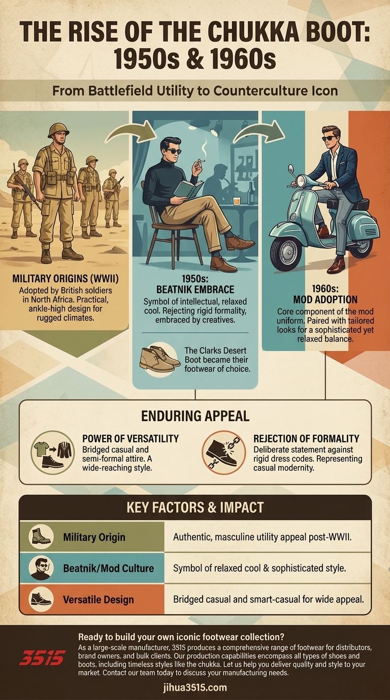 Como as botas chukka se tornaram populares nas décadas de 1950 e 1960? Descubra a Jornada do Ícone de Estilo Guia Visual
