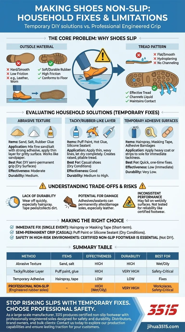 Quels articles ménagers peuvent rendre les chaussures antidérapantes ? Solutions rapides vs. Solutions professionnelles Guide Visuel